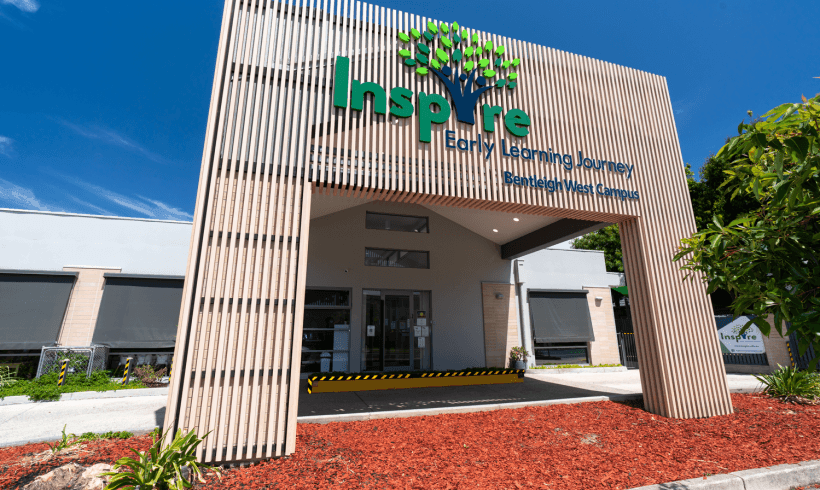 Exterior of Inspire Early Learning Journey Bentleigh West Campus with modern design and landscaped entrance.